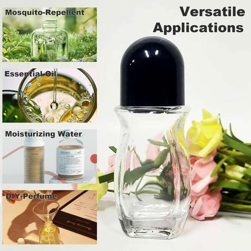 Generic 2 PCS Glass Deodorant Roller Bottle Empty, Roll On Bottles Containers, Leak Proof Refillable Roller Bottles for Essential Oils Perfume (30ml)