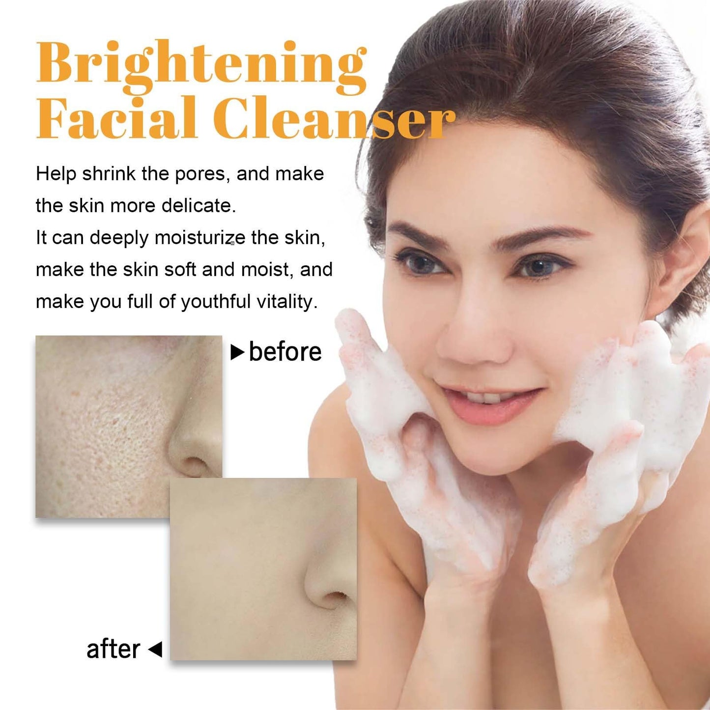 EIVJEC Turmeric Facial Cleanser, 2Pcs Foaming Face Wash, Turmeric Acid Foaming Cleanser for All Skin Types