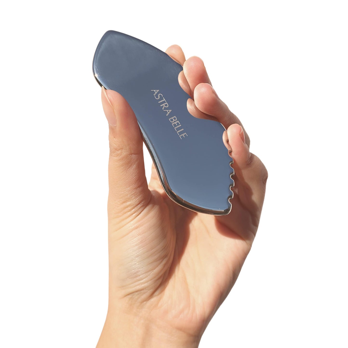 ASTRA BELLE Stainless Steel Gua Sha for Facial Skin Care Scraping Massage Tool with Comb Teeth | Facial Massage, Used for Face, Neck, and Around Lips with Travel Pouch or Case
