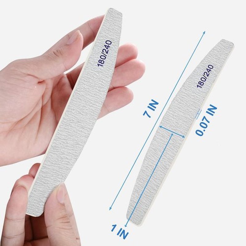 Nail Files (50 Pack), 180/240 Grit Wooden Emery Board Nail File Double Sided Wood Emory Fingernail Files for Natural Nails Professional Reusable Manicure Pedicure Curved