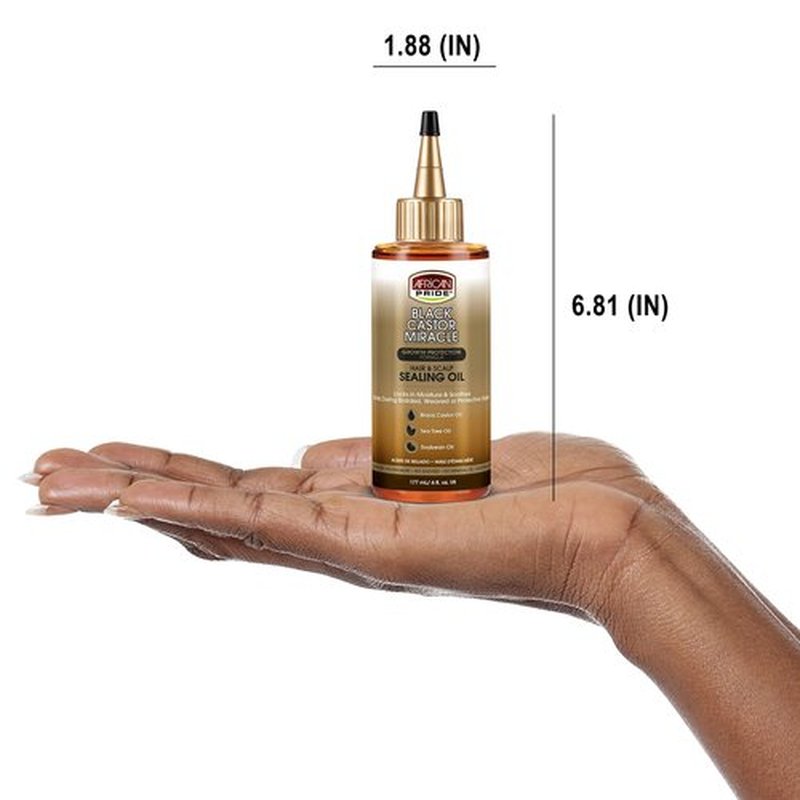 African Pride Black Castor Miracle Hair & Scalp Sealing Oil - Locks in Moisture & Soothes, Contains Black Castor Oil, Tea Tree Oil, Soybean Oil 6 oz (3 Pack)