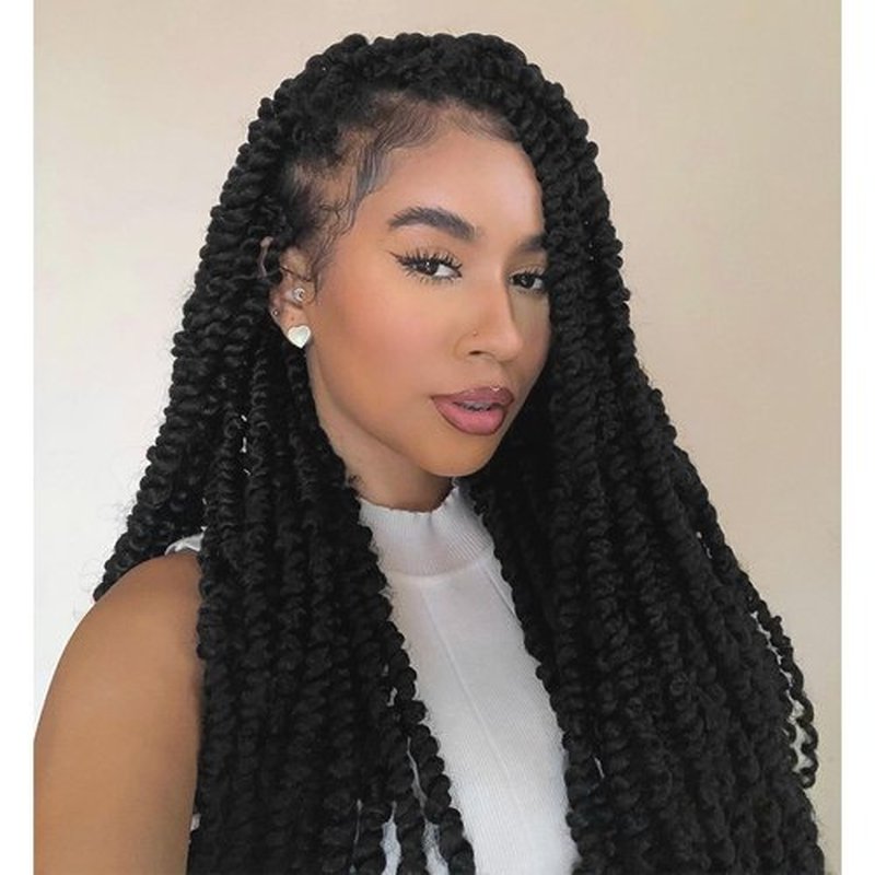 Leeven 8 Packs Passion Twist Crochet Hair 20 Inch Natural Black Bomb Pre Twisted Water Wave Crochet Braids Pre Looped Curly Bohemian Synthetic Braiding Hair Extensions for Women #1B