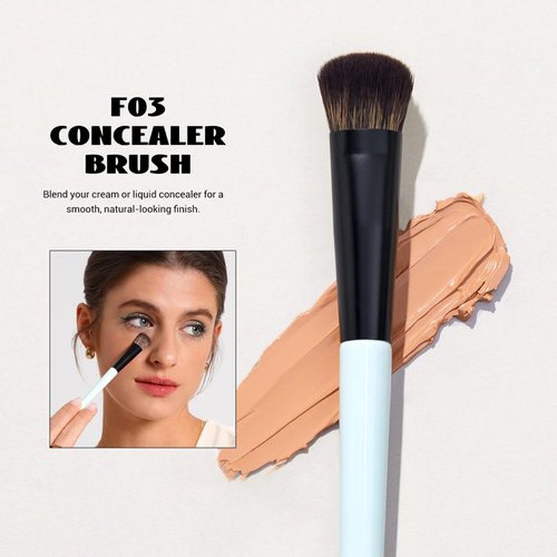 Jessup Face Makeup Brushes Blue 3pcs Double Ended Makeup Brush for Foundation Contour Blush Highlight and Concealer Brush, Premium Synthetic Brush Set T503