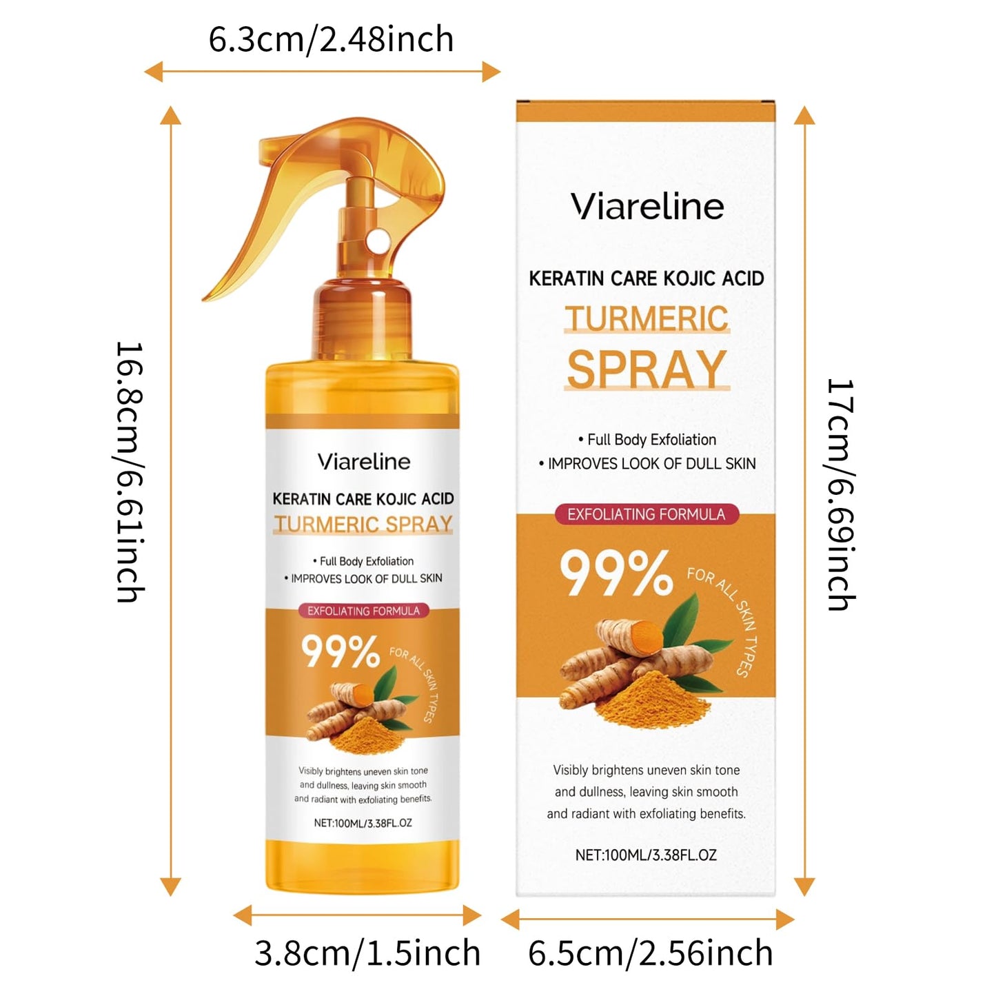 Peel Shot Keratin Care Kojic Acid Turmeric Spray 100ml - Exfoliating Body Spray with Retinol, Niacinamide for Face & Body for All Skin Types