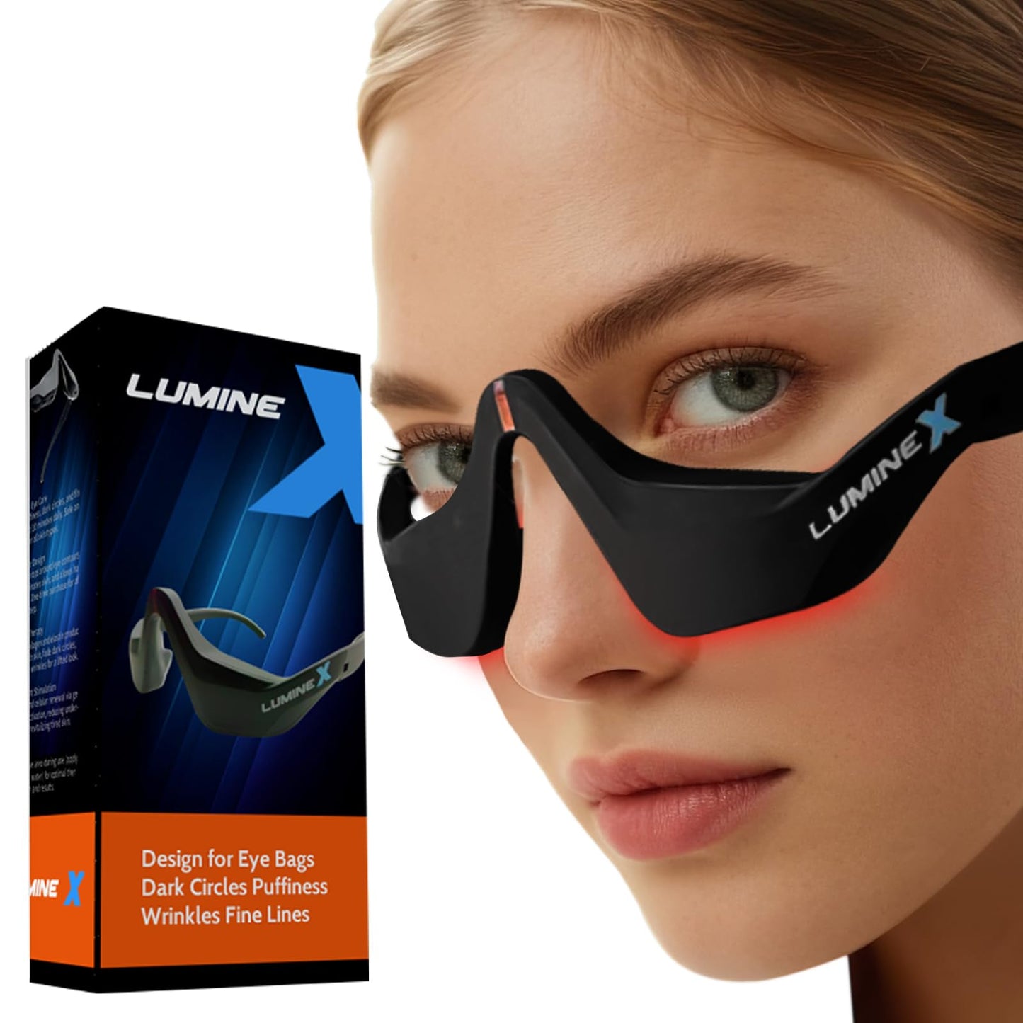 Under-Eye Red Light Therapy Device, & Microcurrent Eye Massager, Puffiness, Eye Bags - Red Light Therapy Glasses for Reducing Wrinkles and Fine Lines