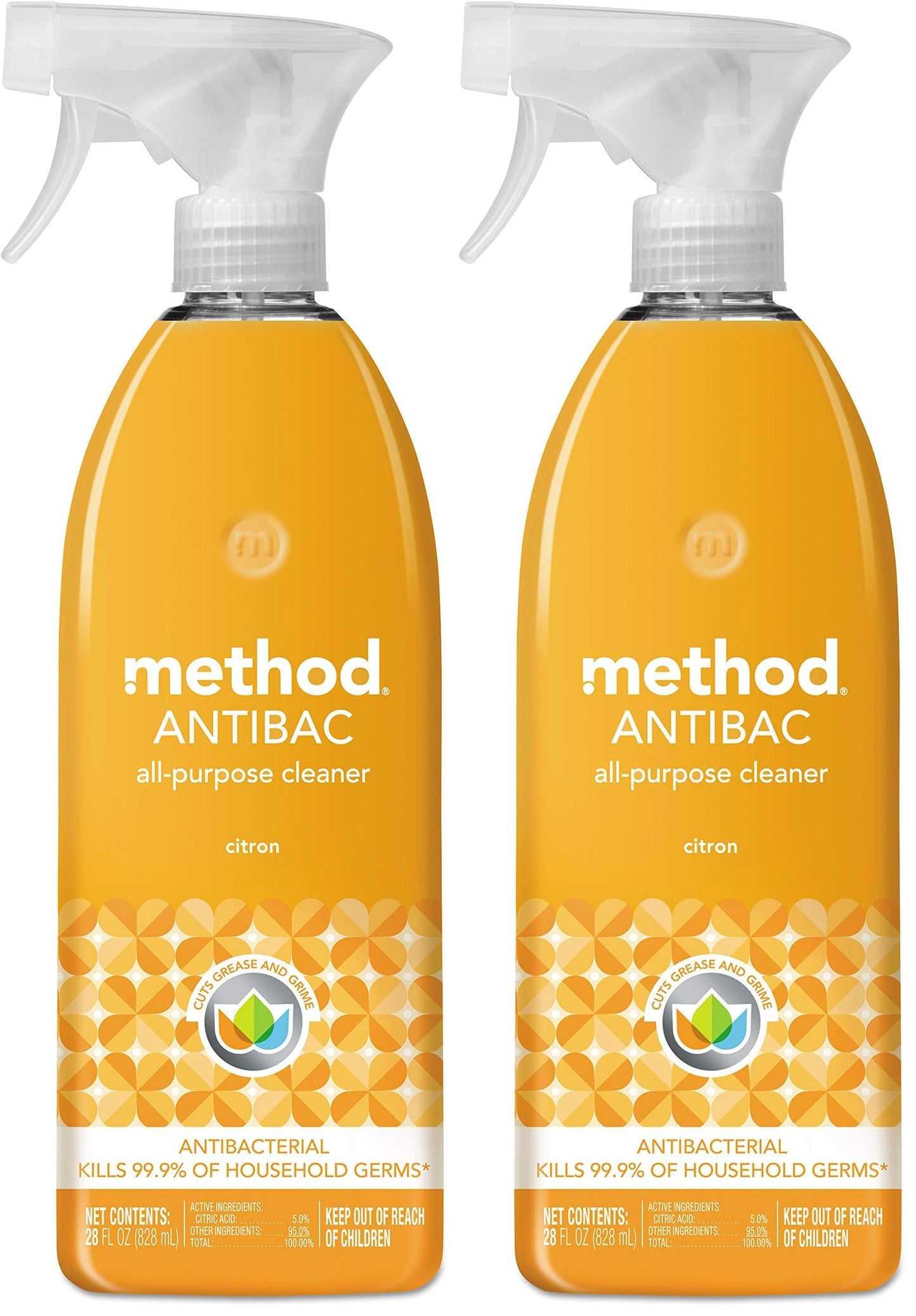 Method Antibacterial All-Purpose Cleaner Spray, Citron, Kills 99.9% of Household Germs, 28 Fl Oz (Pack of 2)