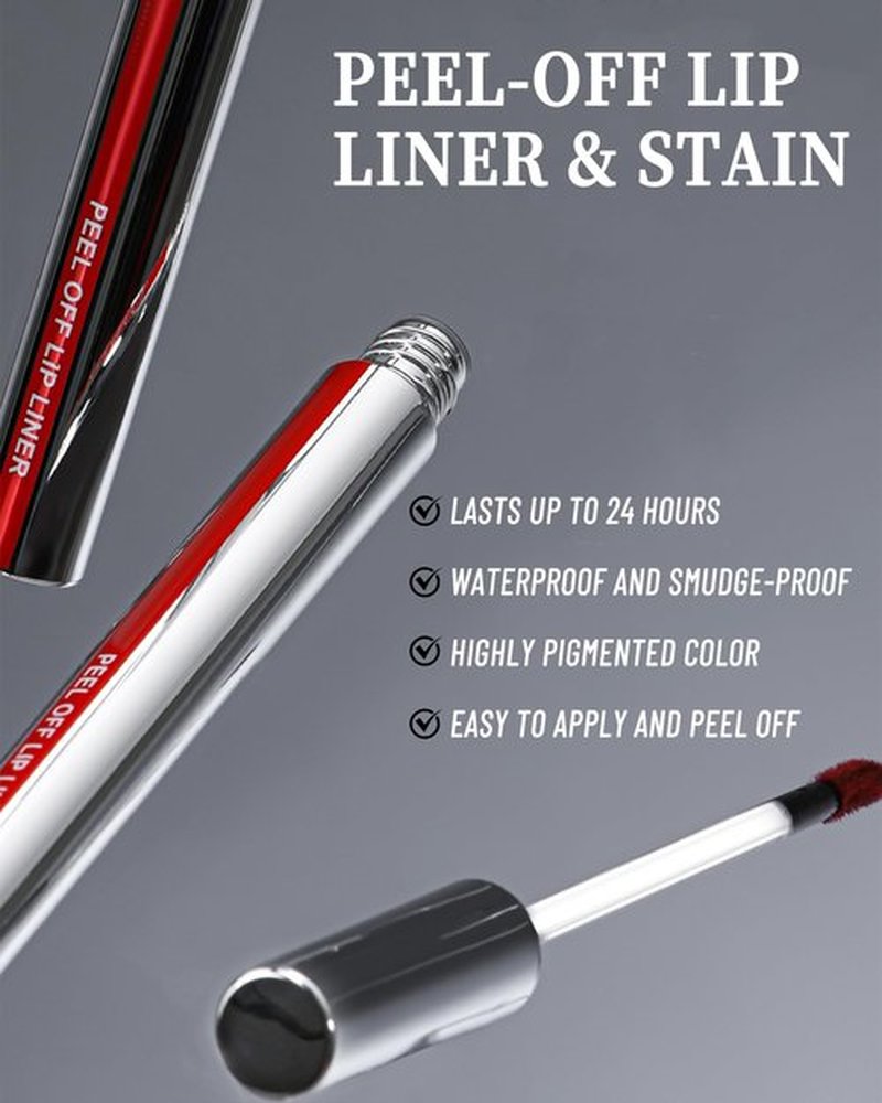 Peel Off Lip Liner Stain Long Lasting, Tattoo Lip Stain Peel Off Lip Gloss Lipstick, Waterproof Stay On All Day,Transfer-Proof, High Pigmented Matte Finish Peel Off Lip Stain Makeup for Women, Mauve
