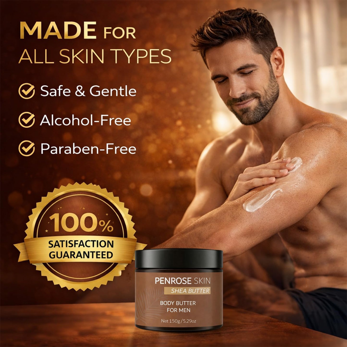Body Butter, Penrose Skin Body Butter for Men, Scents Body Cream with Shea Butter, Cocoa Butter & Coconut Oil, Hydration That Hits & Long-Lasting Scent & Non-greasy (2 PCS)