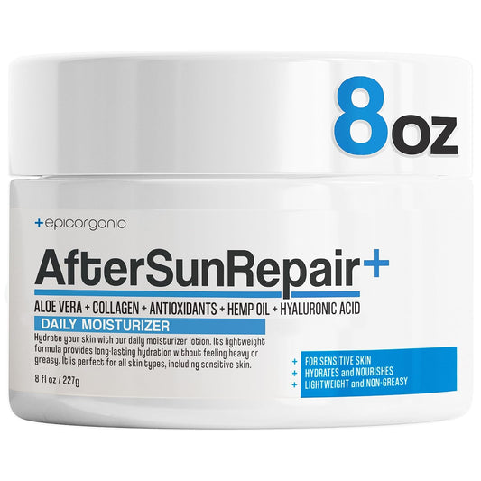 After Sun Daily Moisturizer - Vitamin E Cream for 24-Hour Hydration | Fragrance-Free Face & Body Lotion | 8 oz