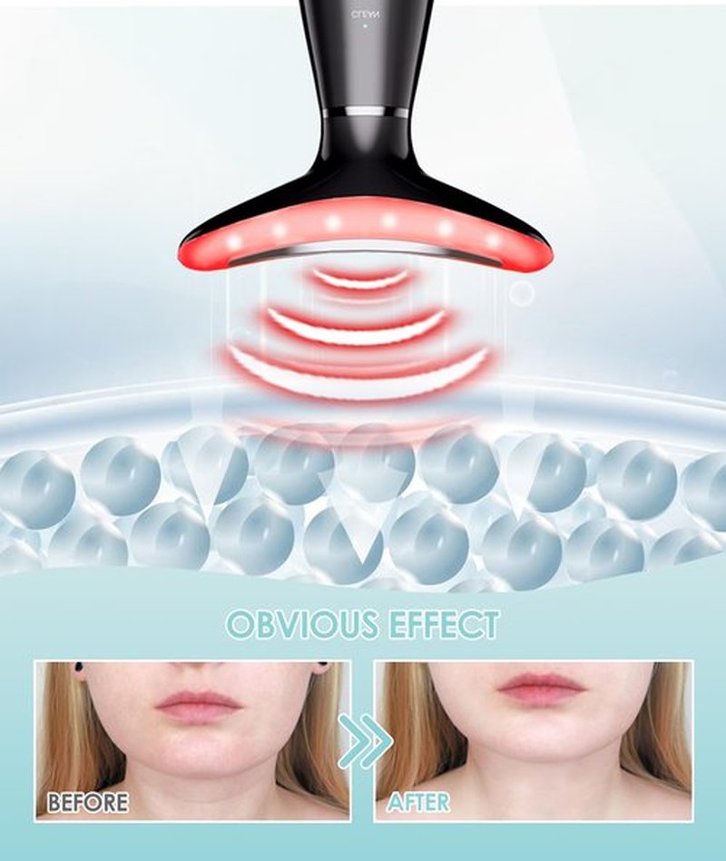 ELISHINE 7 Color Neck Face Massager - Facial Massager Tool for Skin Care at Home, Vibrating Face Massager with Thermals, Galvanic Machines Black