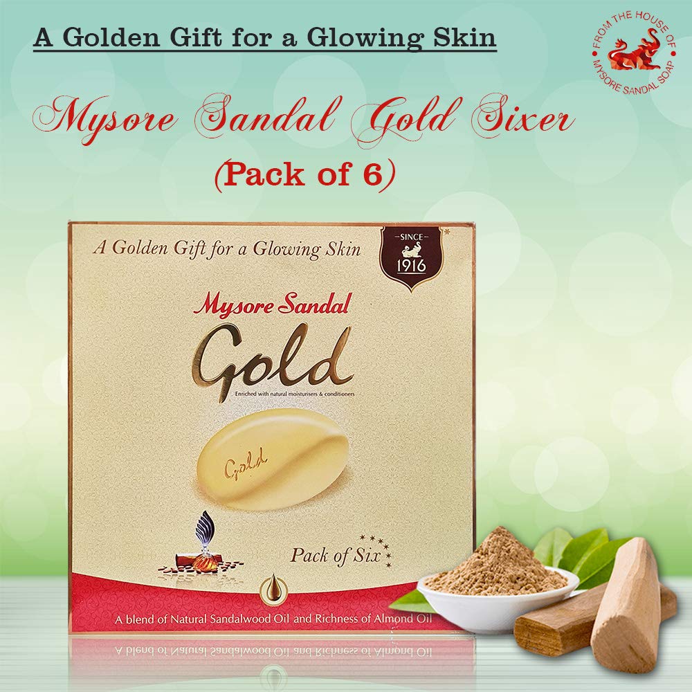 Mysore Sandal Gold Soap, 125 Grams Per Unit (Pack of 6)