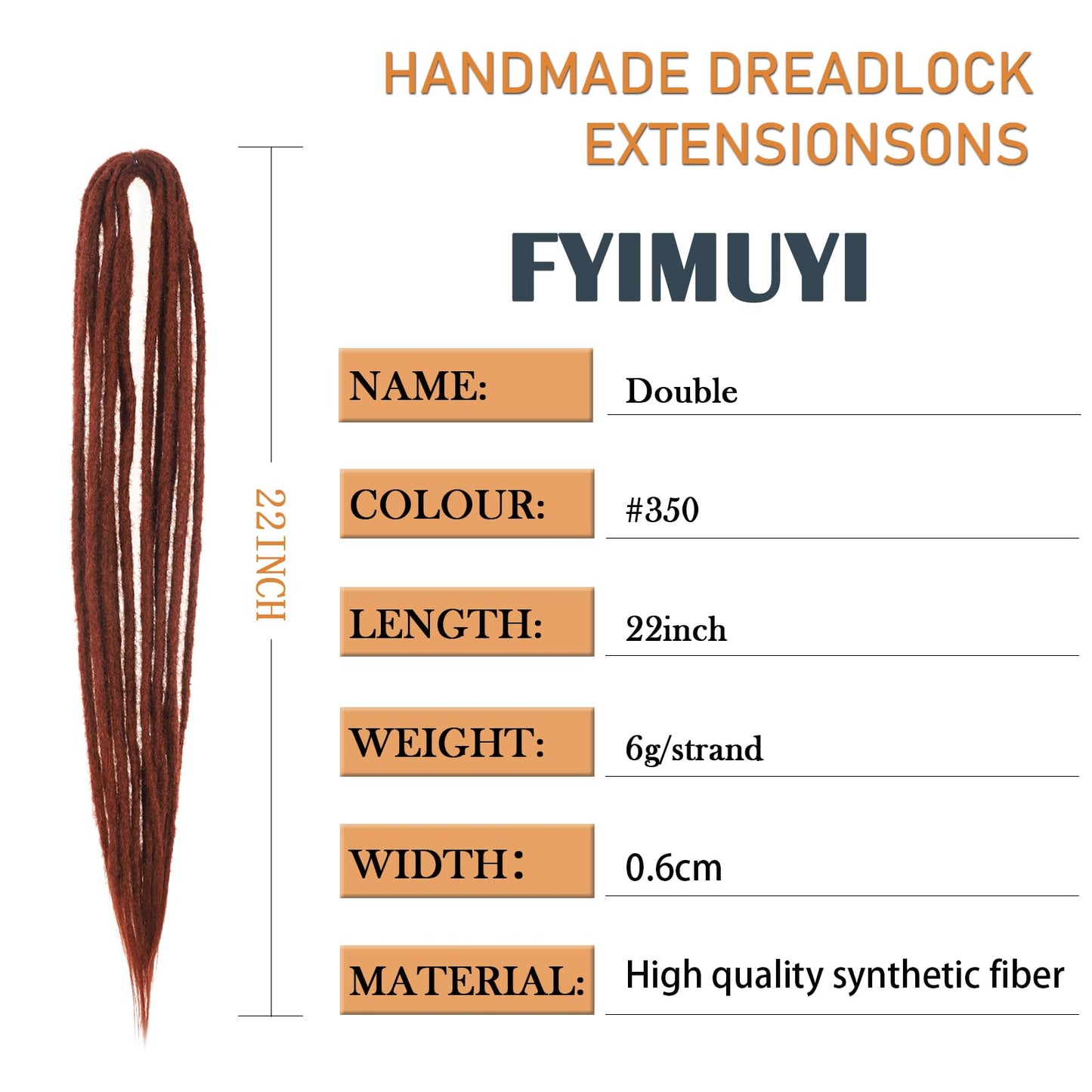 22 inch Double ended dirty braid extension 30 strands synthetic hand woven fear extension fine 0.6cm hip-hop style soft DE women's dirty braid extension (22 inches 30 strands, # 350)