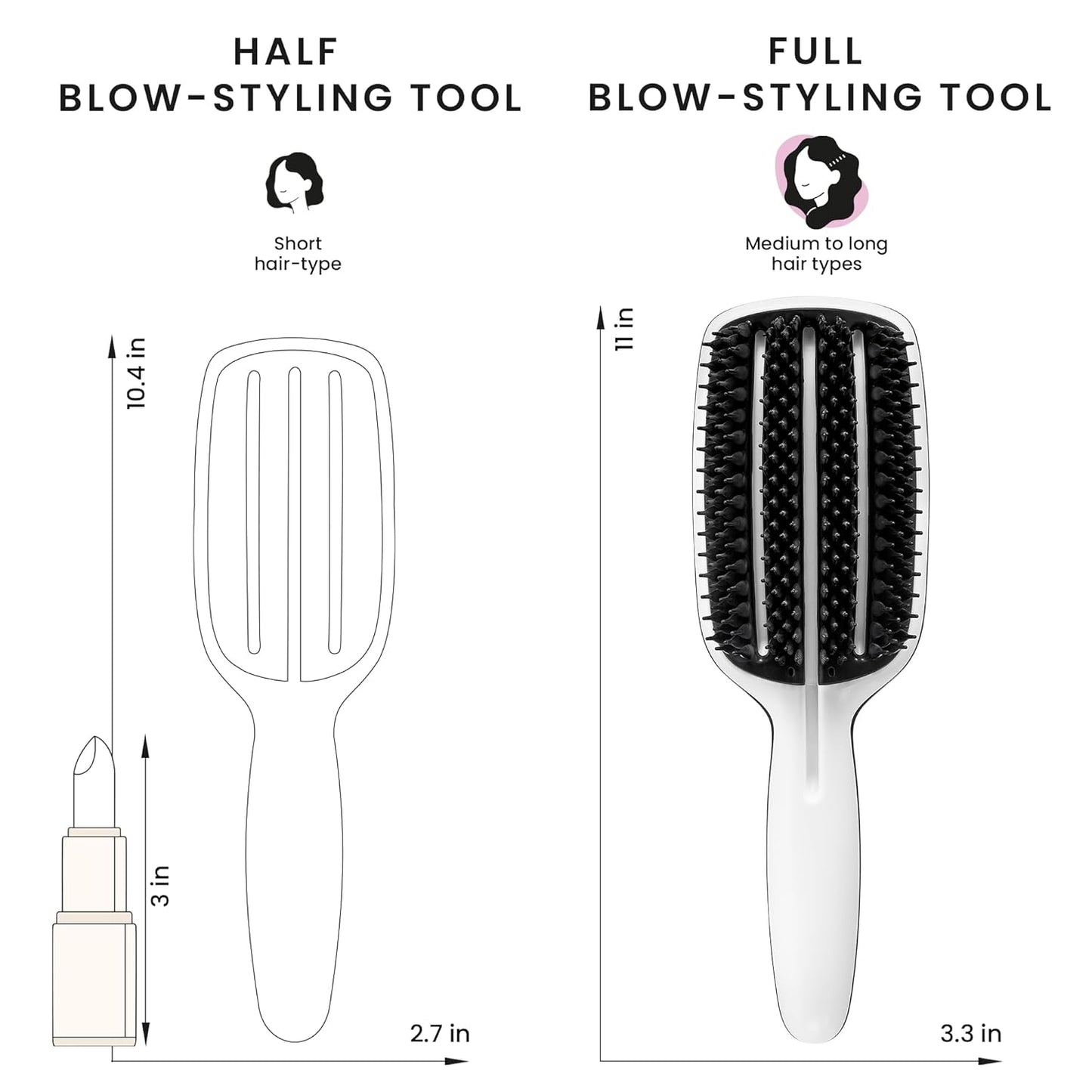 Tangle Teezer Blow Styling Smoothing Hairbrush Tool, Gentle and Fast Drying for Medium & Long Hair, Half Size