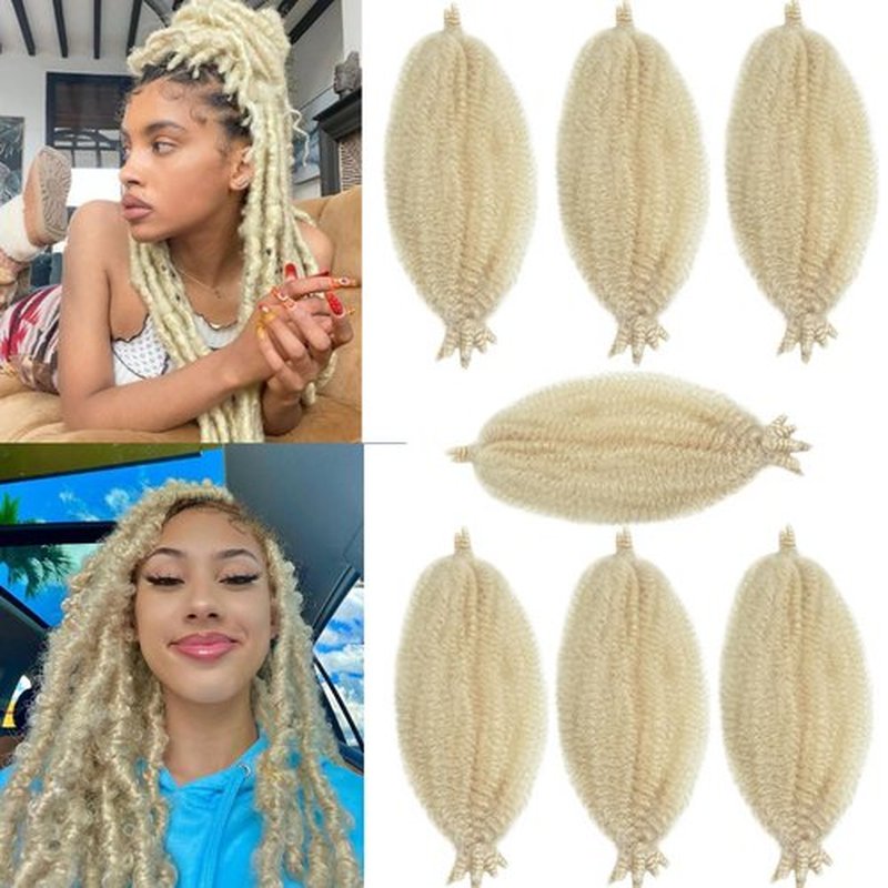 Marley Twist Braiding Hair Marley Twist Hair Springy Twist Hair Afro Twist Hair 14 Inch 7 Packs Pre Separated Pre Fluffed Twist Hair for Braids Marley Crochet Hair Extensions (613#,7Packs)