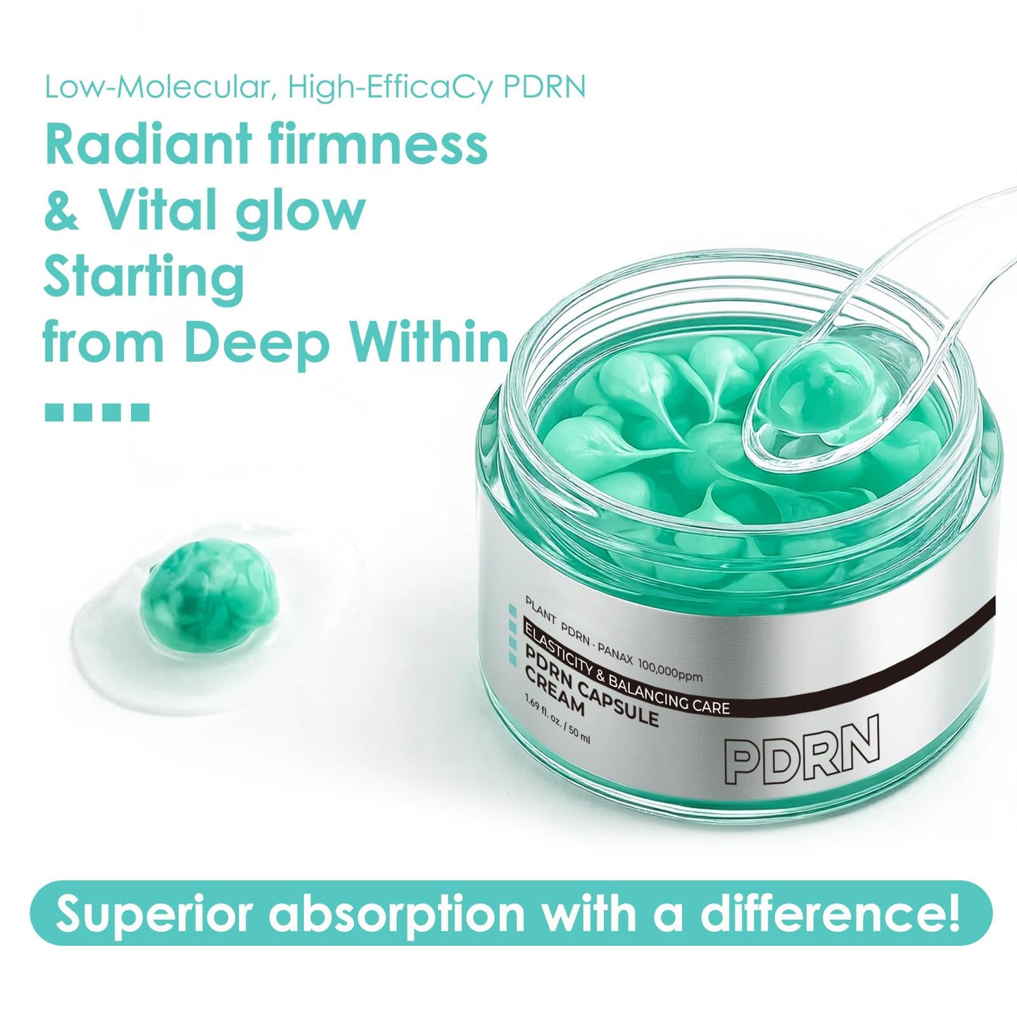 Roseblem PDRN Capsule Cream Face Moisturizer with 100,000 ppm PDRN & Collagen, Lightweight Gel Hydrator for Skin Repair, Elasticity & Long-Lasting Moisture, 1.69 oz