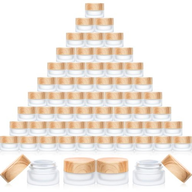 Geiserailie Glass Cosmetic Containers Empty Sample Jars with Leak Proof Lids Makeup Sample Containers for Lotion Cream Cosmetic(60 Pieces,5 Gram)