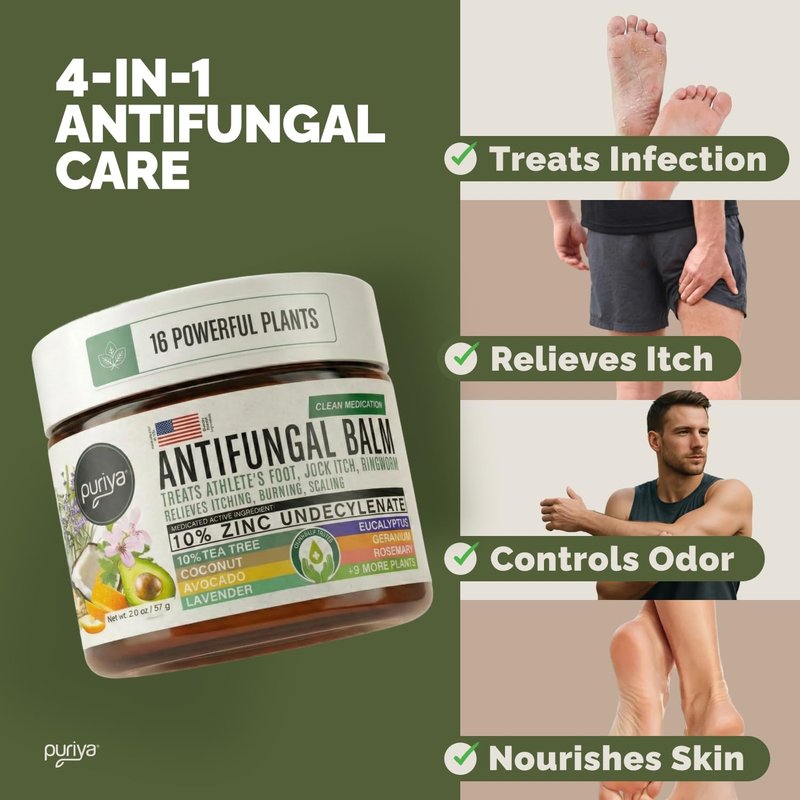 Antifungal Cream for Skin Fungus - Extra-Strength Treatment for Athletes Foot, Jock Itch & Ringworm | Tea Tree Oil Relief