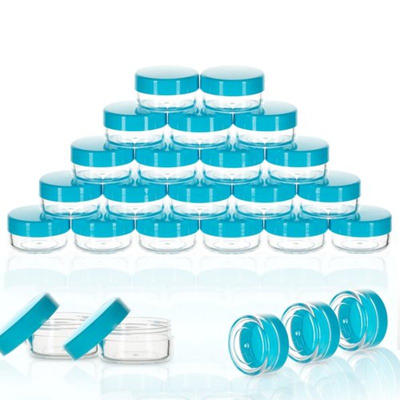 ZEJIA 10 Gram Sample Containers, 20 Count Cosmetic Containers with Lids, Refillable Empty Sample Jars, Small Plastic Containers with Lids (Blue)