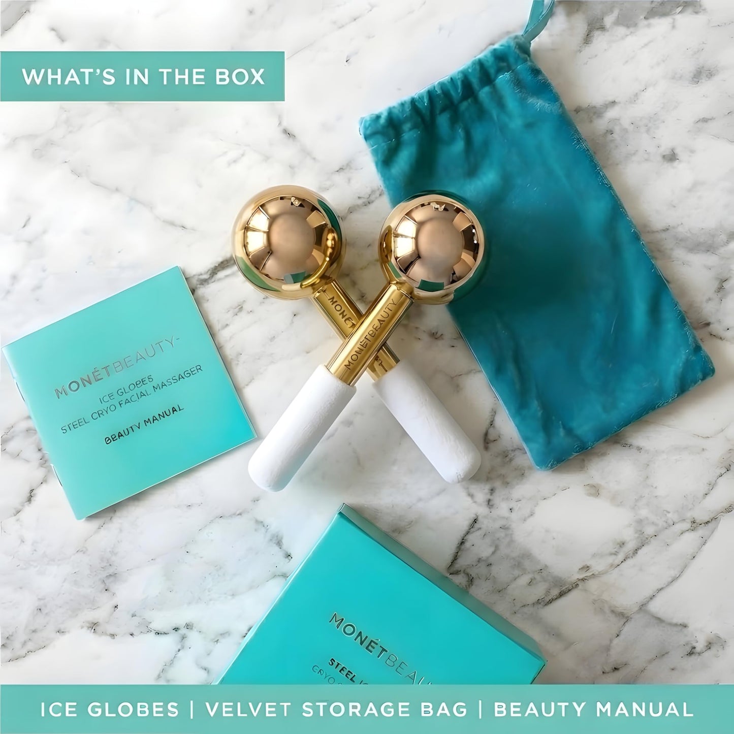 MonétBeauty Tighten Skin, Depuff & Sinus Relief? Try Stainless Steel Ice Globes for Facials - Durable Cryo Globes Instantly Reduce Puffiness, Tighten Pores, Facial Massages and Daily Beauty Routines