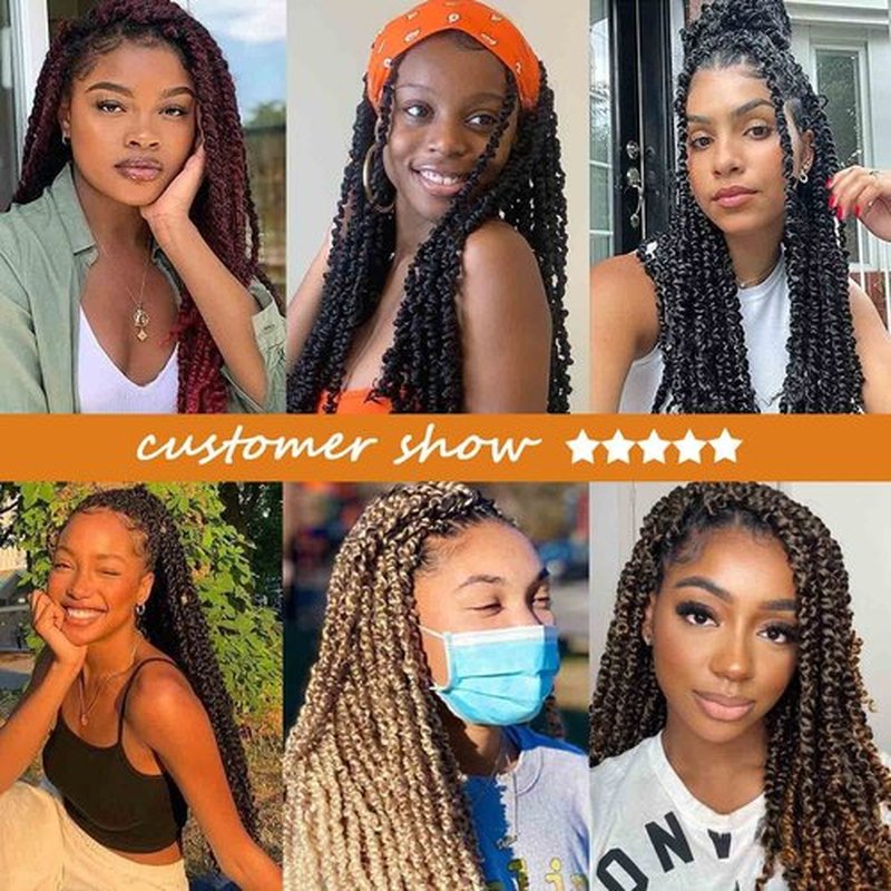Passion Twist Hair 24 Inch 6 Packs Black Water Wave Braiding Hair for Butterfly Locs Passion Twists Bohemian Hair Extensions (24 Inch 6 Packs,1B#)