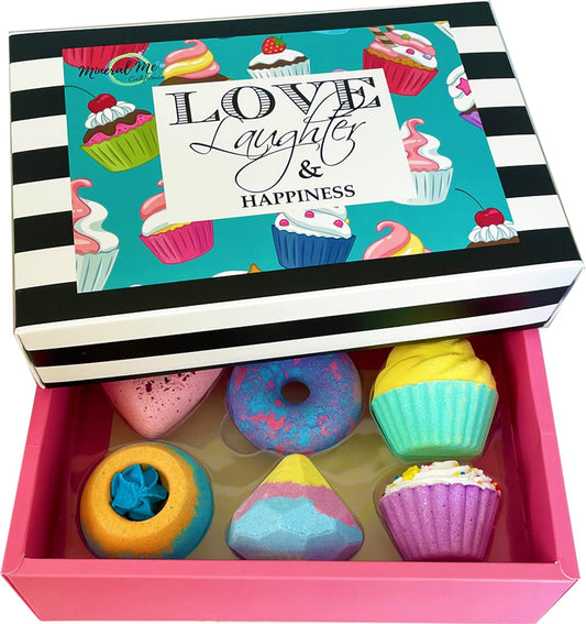 Organic Bath Bombs Gift Set - 6 Natural Aromatherapy Fizzy Bombs | Moisturizing Bubble Bath for Girls Ages 8-12