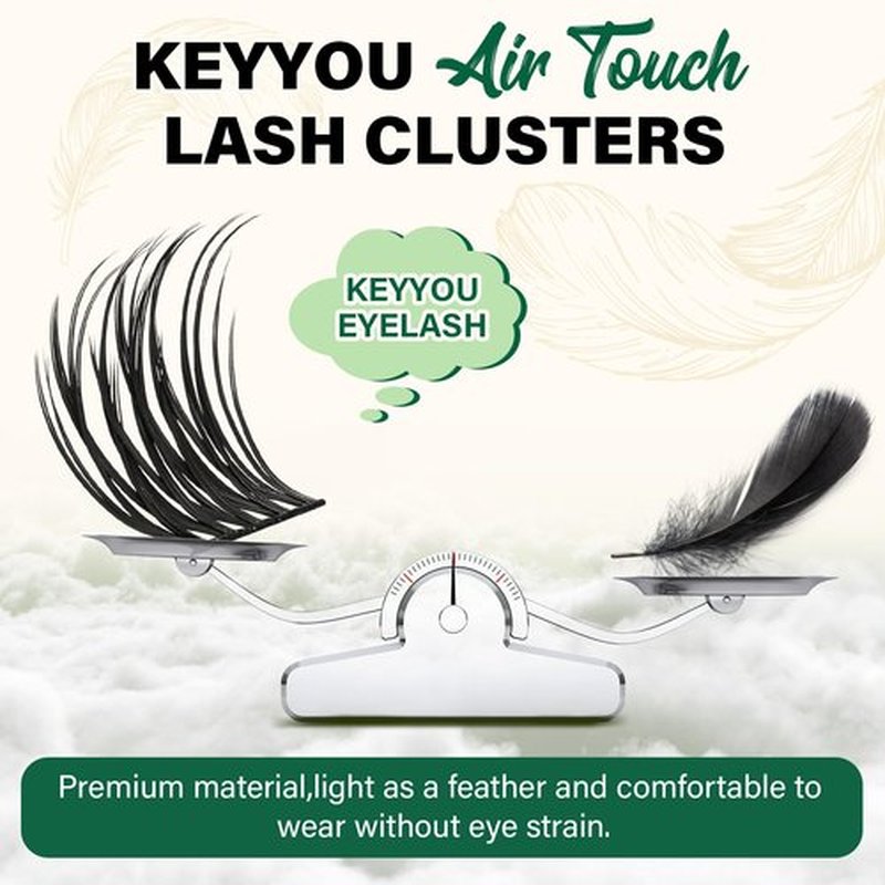 Lash Clusters 144pcs Individual Lashes D Curl 10mm Eyelash Clusters KEYYOU Air Touch Cluster Lashes Super Lightweight Soft Wispy Comfortable Easy DIY at Home(Air03-D-10mm)