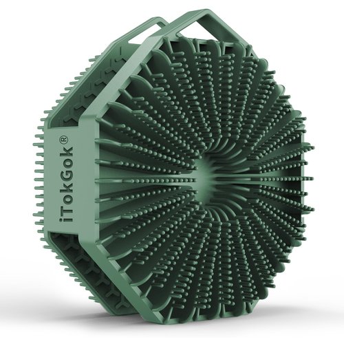 iTokGok® Premium 2-in-1 Silver-Infused Silicone Body Scrubber for Men, Double-Sided Design Body Brush Silicone Body Scrubber Exfoliating Body Brushes for All Skin, Lathers Well - Midnight Green