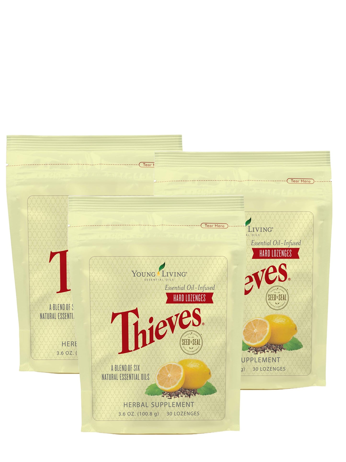 Young Living Thieves Throat Lozenges | Sugar Free Lozenges for Adults | Throat Comfort & Dry Mouth Support with Lemon Essential Oils | 30 Count, Pack of 3