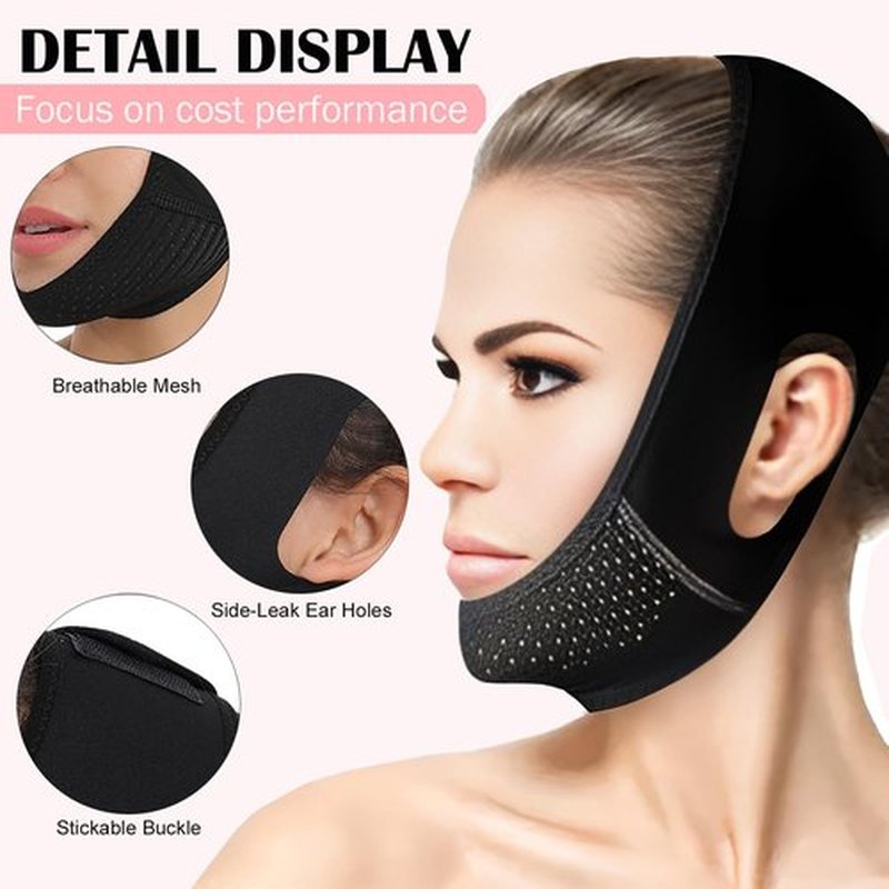 MASIKA V-Line Mask, Chin Strap for Sleeping,Chin Strap for Women,Jaw Exerciser,Jawline Shaper,Jaw Strap,Double chin strap,Jawline Shaper,Reusable chin stra,Black