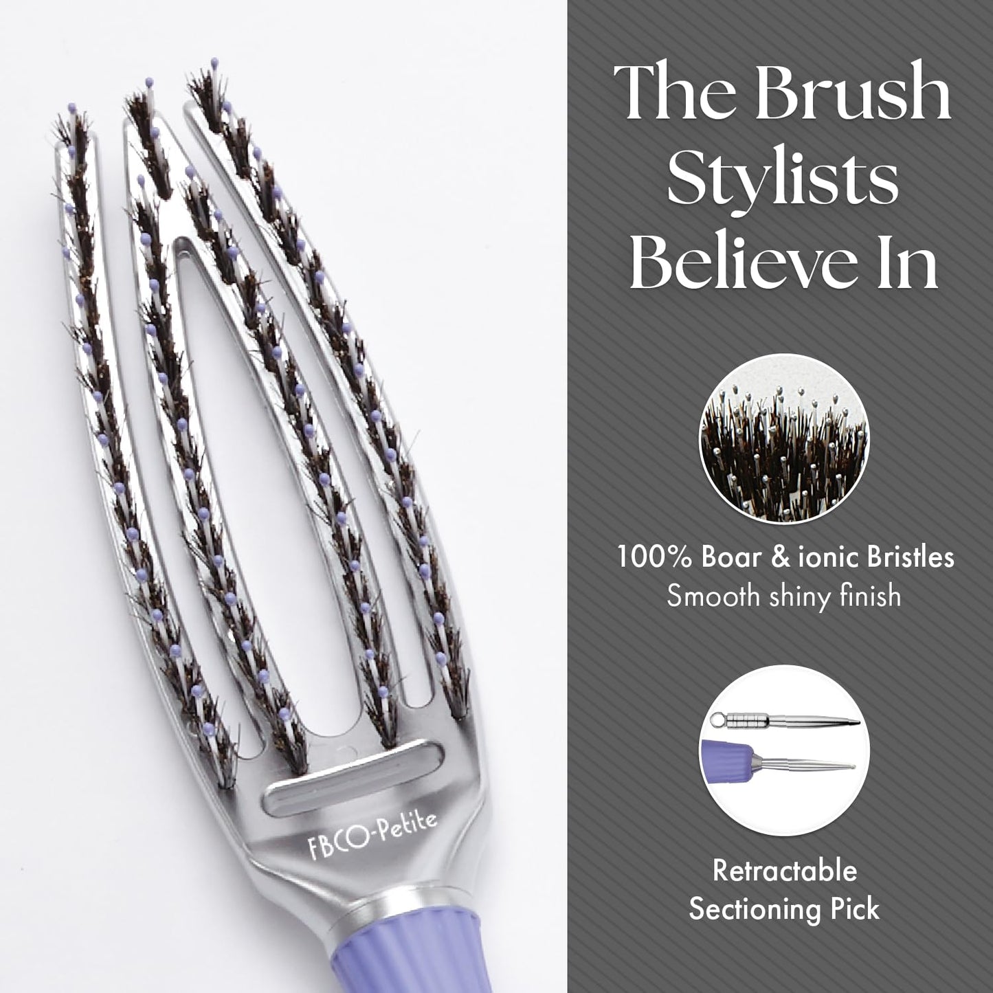 Olivia Garden FingerBrush Scalp-Hugging & Vented Combo Paddle Hair Brush (ionic & 100% boar bristles)