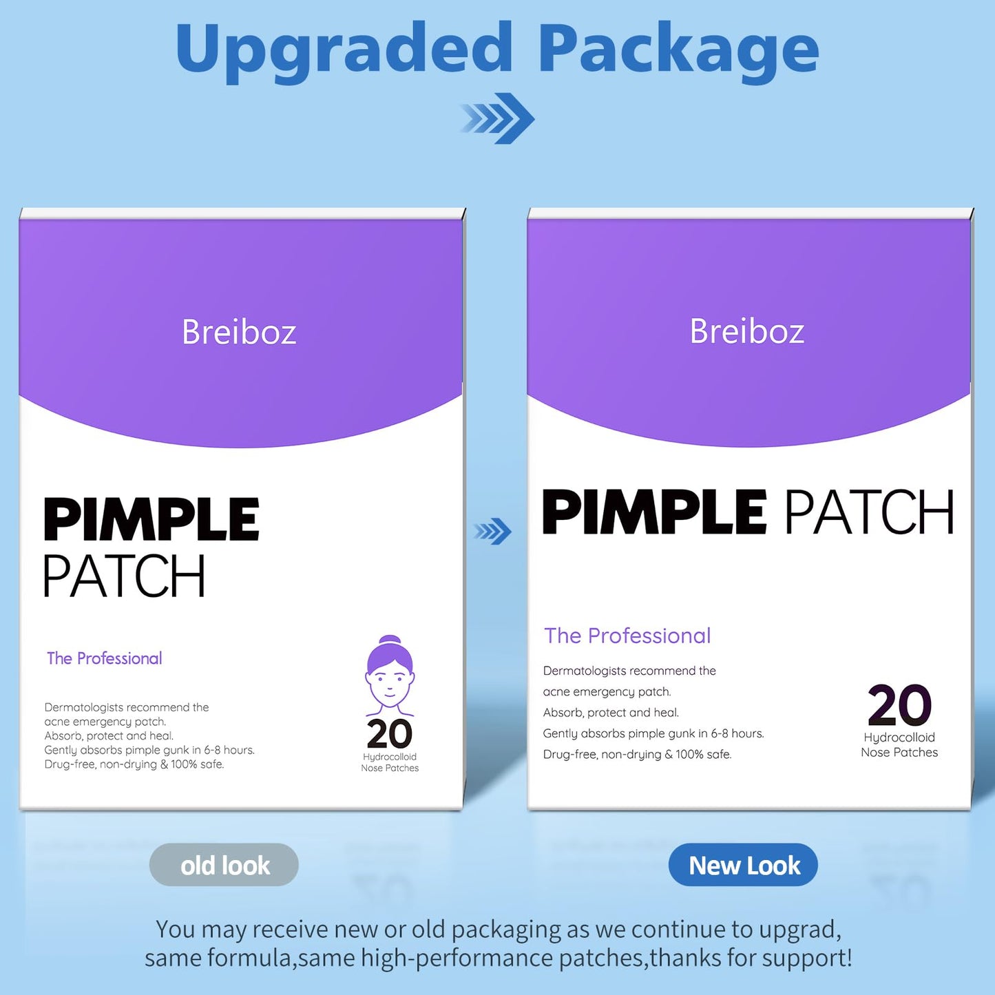 Breiboz Pimple Patches for Nose, Nose Pore Patches, XL Hydrocolloid Acne Patches Cover Zit Blemishes & Absorb Oil with Tea Tree, Salicylic Acid & Cica Oil | 20 Patches