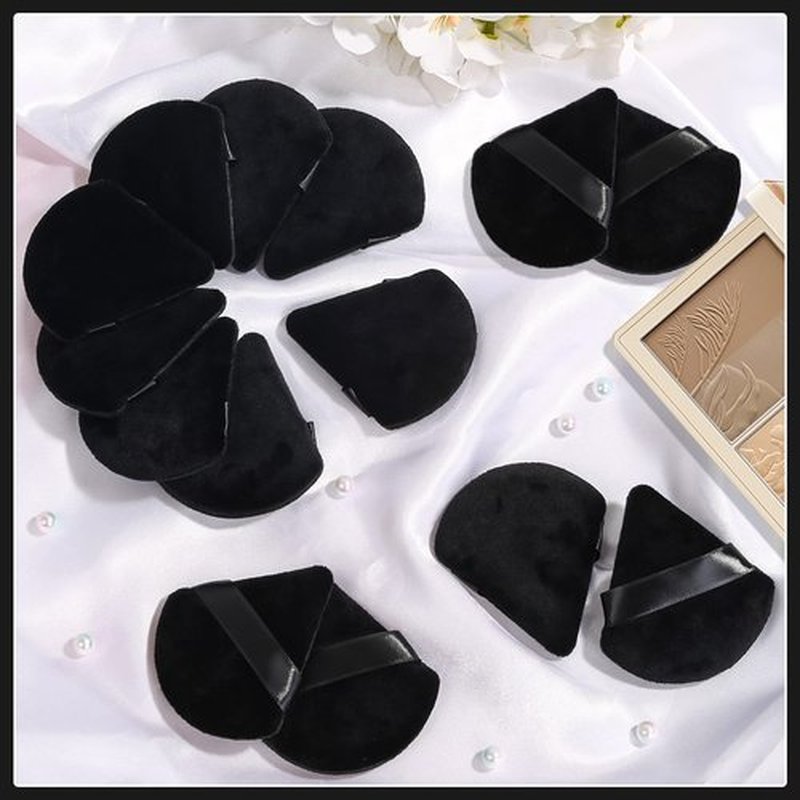 Thrilez 20pcs Triangle Powder Puff, Loose Powder Puffs Makeup Puff for Face Powder, Setting Powder Puff for Make Up, Face Puff Pads for Press Powder, Sponge Powder Applicator for Face and Eye (Black)