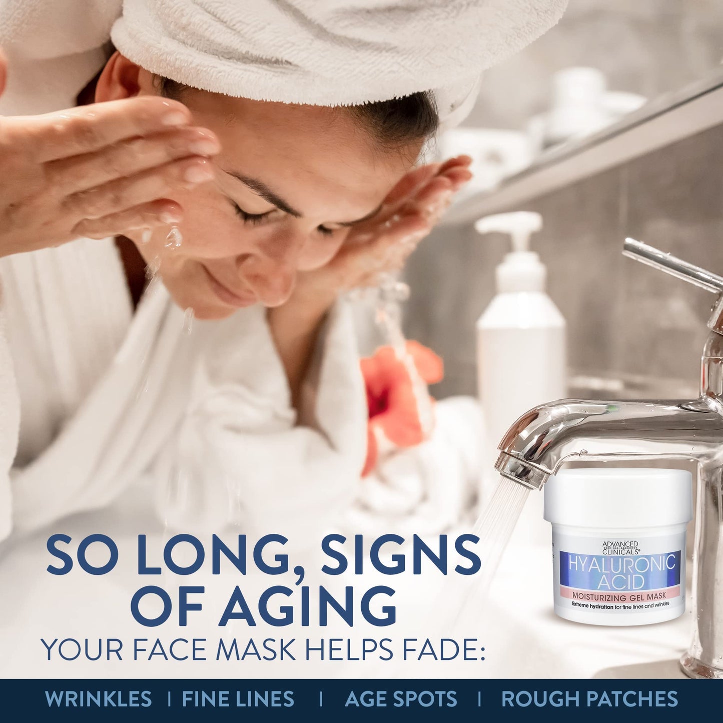 Advanced Clinicals Hyaluronic Acid Gel Facial Mask Skin Care Treatment, Brightening, Hydrating Anti Aging Face Mask & Moisturizer Helps Transform Dry Skin W/Collagen, Chamomile, & Aloe Vera, 5 Fl Oz