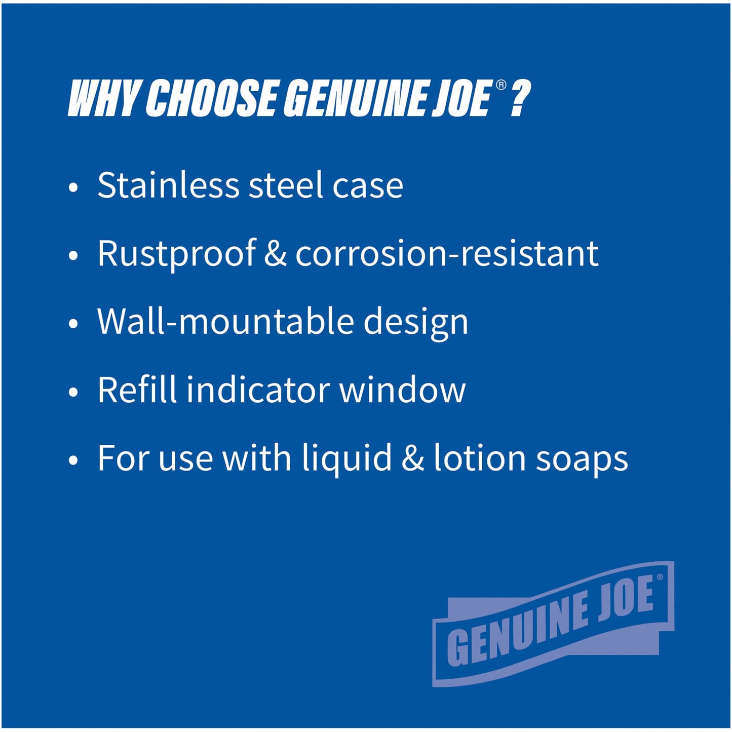 Genuine Joe GJO02201 Stainless Steel Manual Soap Dispenser, 31.5 fl oz Capacity