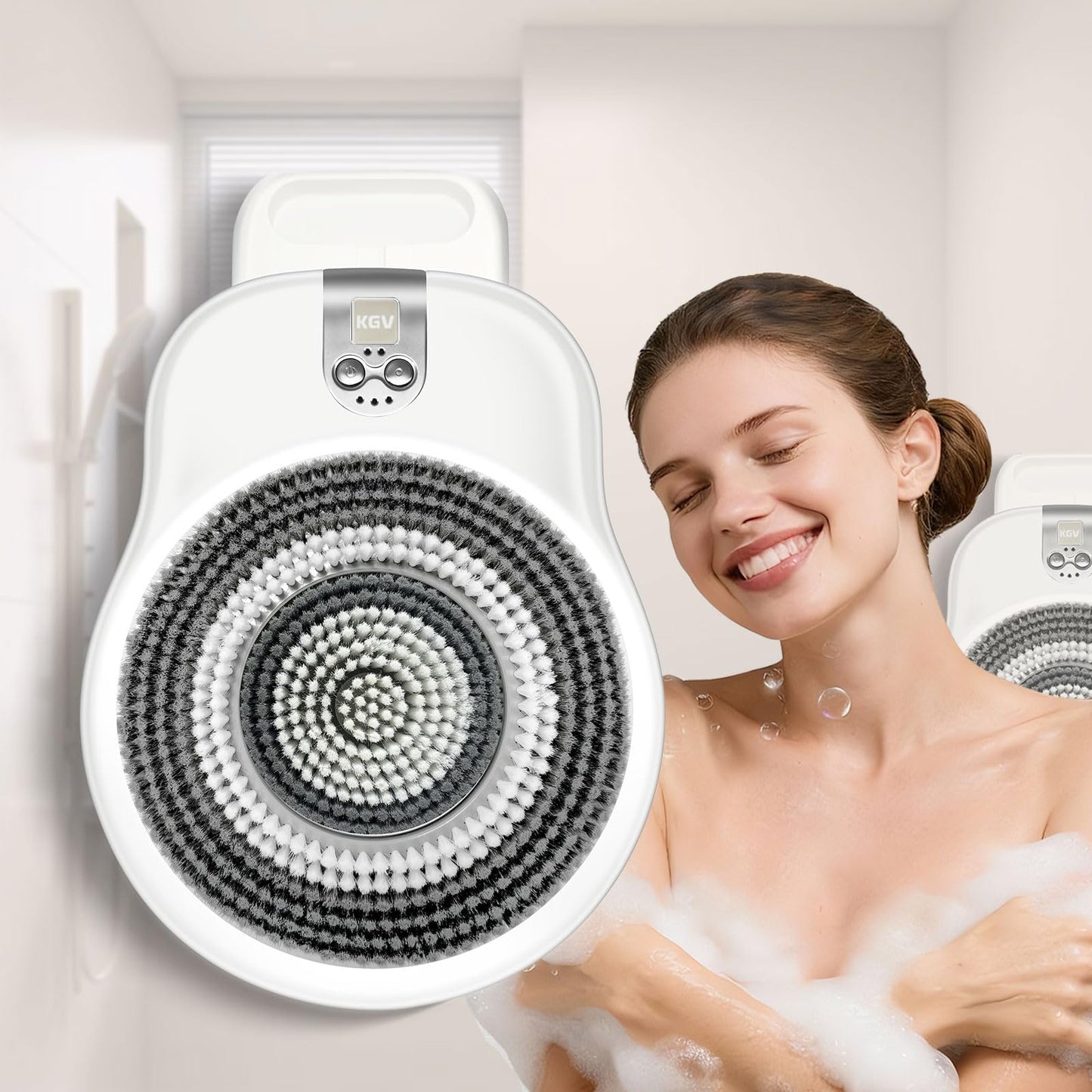KGV Electric Shower Brush, Back Scrubber, Rechargeable Exfoliating Tool