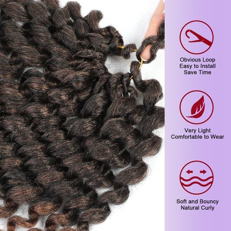 GetMaige Short Jamaican Bounce Curly Crochet Hair Extensions Synthetic 4packs/lot Ombre Brown Ocean Wave Crochet Braids For Black Women (12inch (pack of 4), T30)