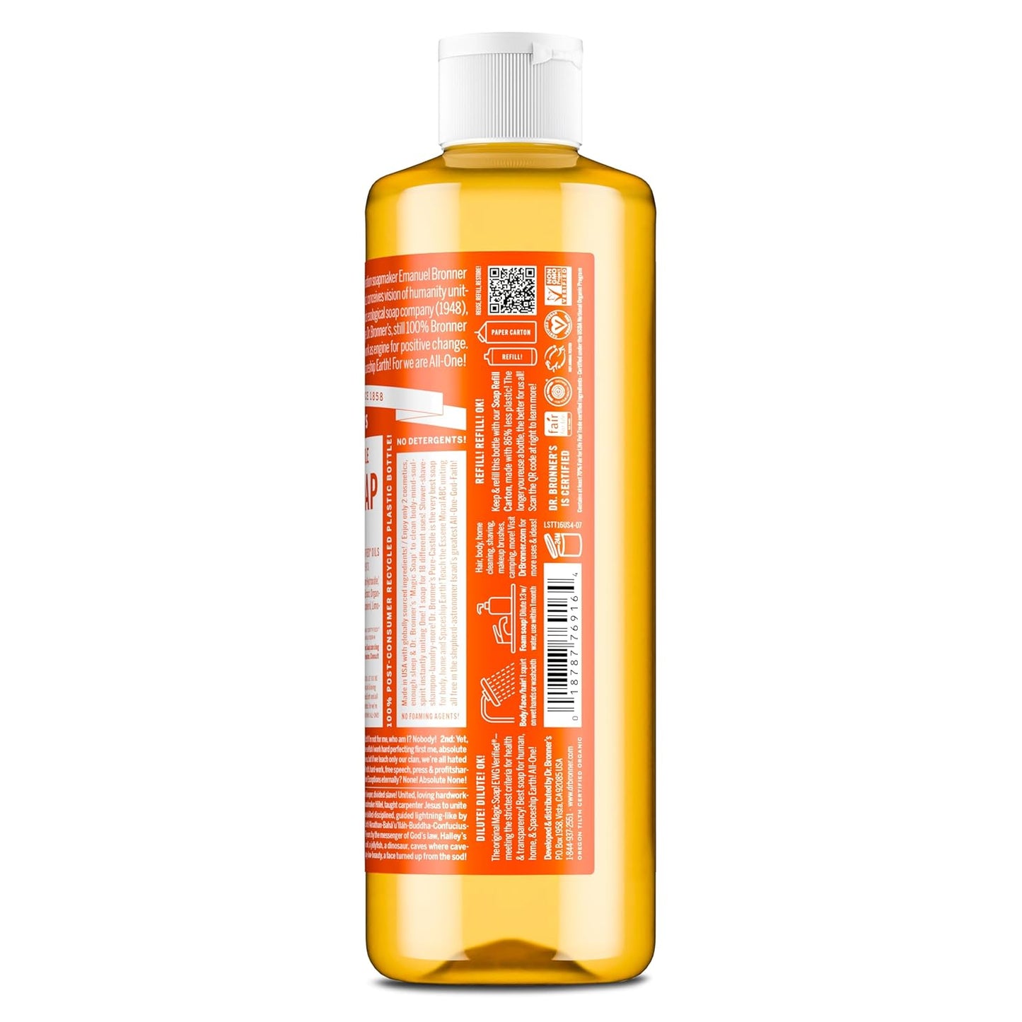 Dr. Bronner's Pure-Castile Magic Soap Liquid (Tea Tree, 16 Ounce, 2-Pack)-Made with Regenerative Organic Certified Oils, 18-in1 Uses: Face, Hair, Hand & Body Soap, Laundry- Concentrated, Vegan