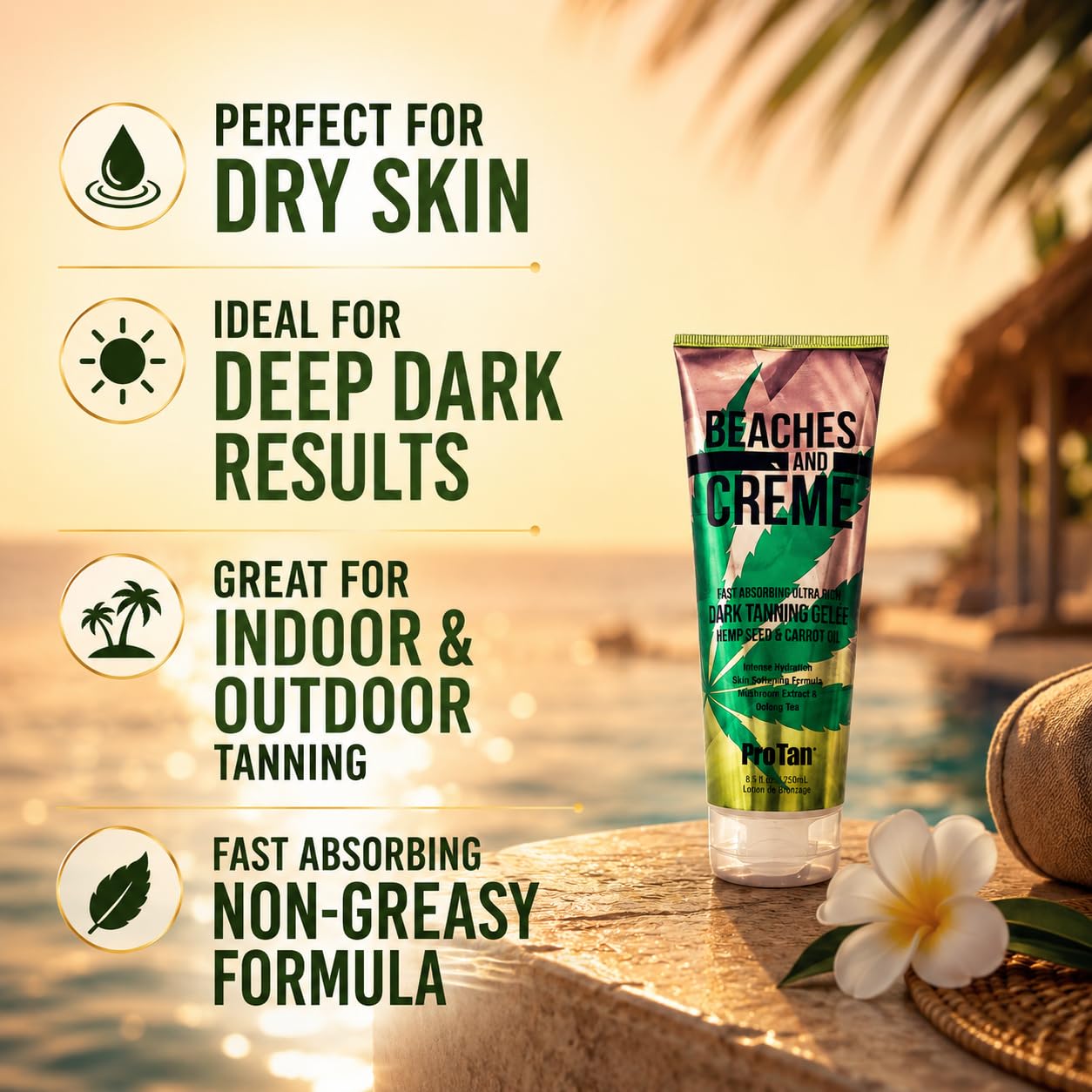 ProTan Dark Tanning Gelee - Hemp Infused Formula for Deep Bronze | 8.5 oz