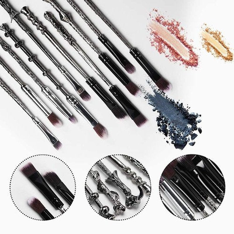 Gift Choice Wand Makeup Brushes Set 10 Pack Metal Extra Durable Soft Brushes Foundation Blending Blush Concealer Eyebrow Face Powder