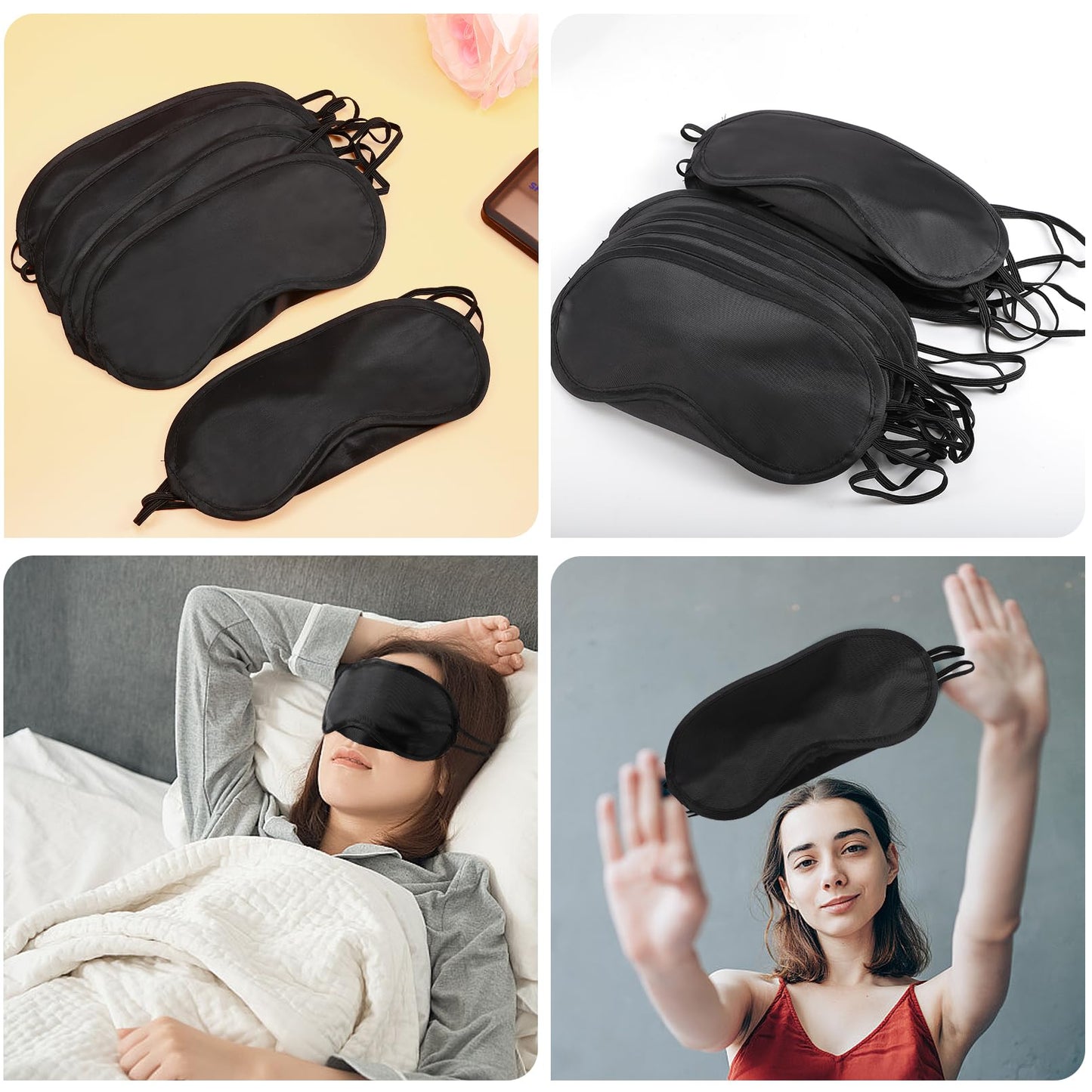 Dyrfolm 30 Pcs Blindfold Eye Cover Sleep Mask,Soft Eye Mask,Sleep Mask with Nose Pad and Elastic Strap,Blindfold Sleeping Masks for Travel Sleep Games Party(Black)