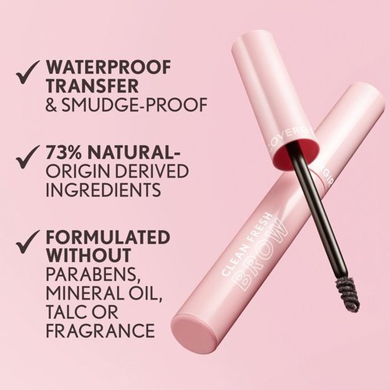 CoverGirl Clean Fresh Brow, 600 Dark Brown, Eyebrow Gel, Long-Lasting, Vegan Formula, Natural Looking, Easy to Apply, Doesn't Smudge, 0.18oz