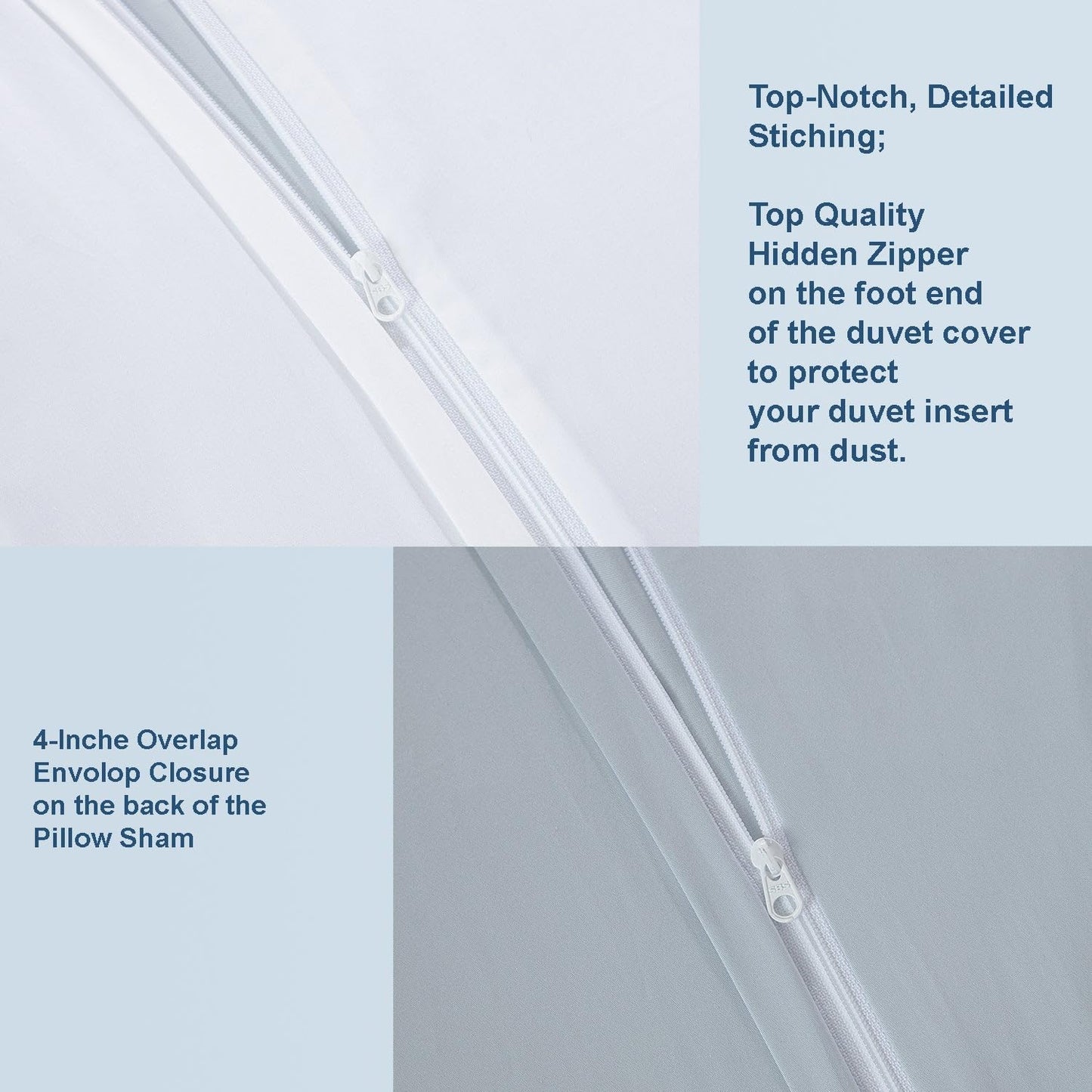 THE COTTON & SILK® 100% Luxury Long-Staple Cotton Duvet Cover - Soft & Breathable - Include 1 Duvet Cover with Corner Ties & Hidden Zipper - Misty Blue, Twin XL