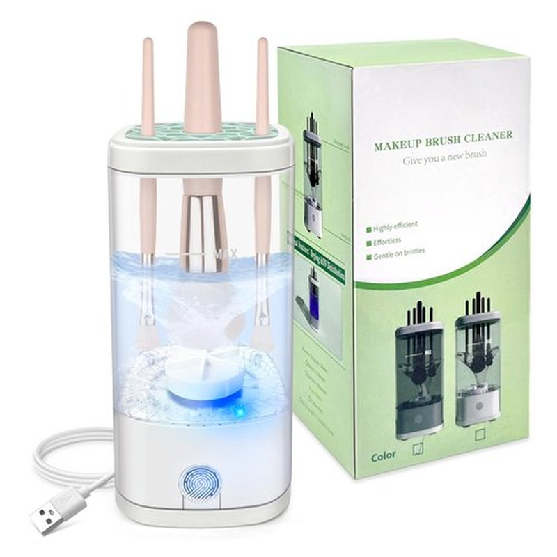 Tpsofy Electric Makeup Brush Cleaner Machine, Ultimate Efficient Automatic Cleaner for All Types of Makeup Brushes- Transparent