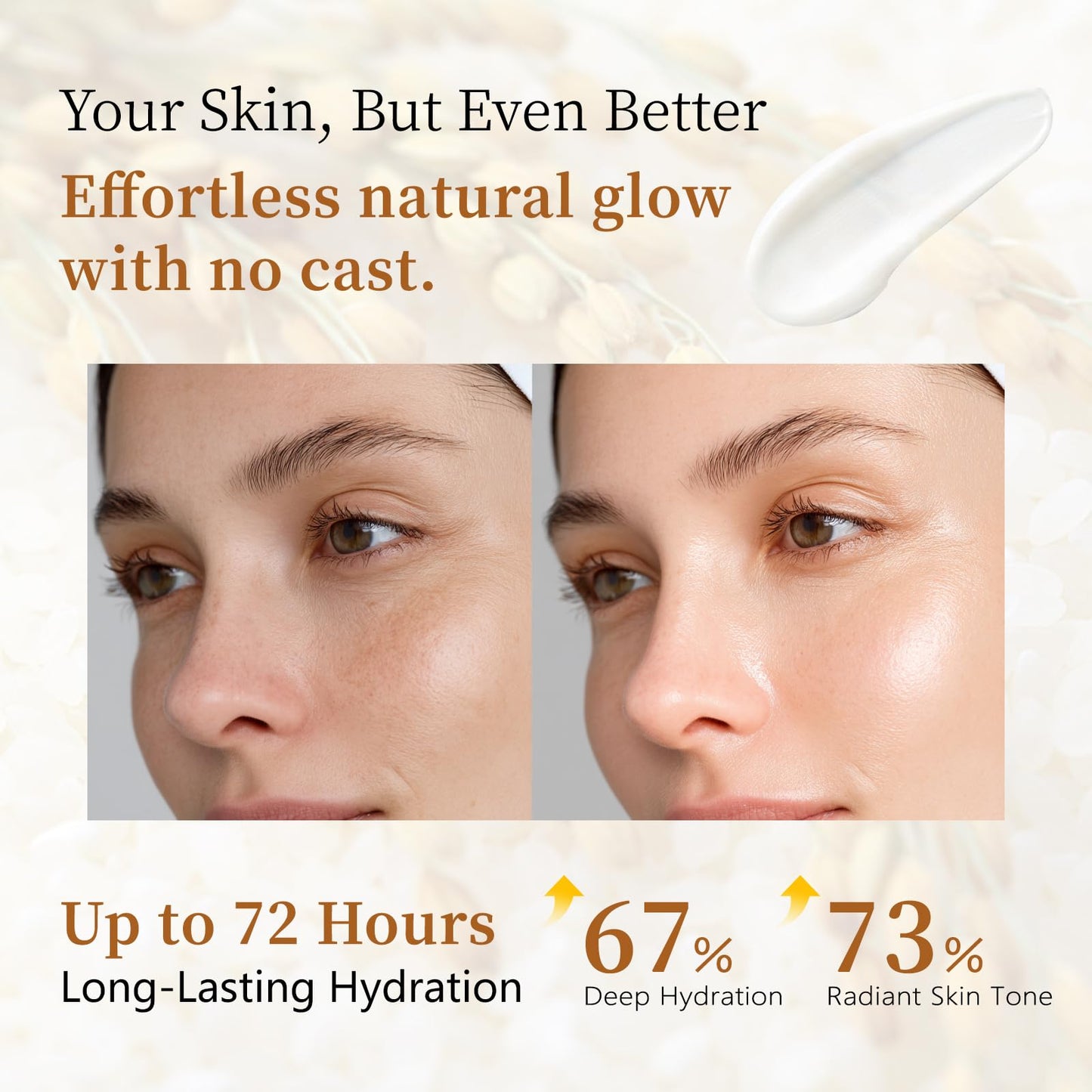 2026 NEW No Cast Just Glow Collagen Sunscreen | SPF 50 Broad Spectrum Face Sunscreen | Lightweight, Non-Sticky, Hydrating Formula | Peptide, Cica for Soothing & Glow | Korean Skincare