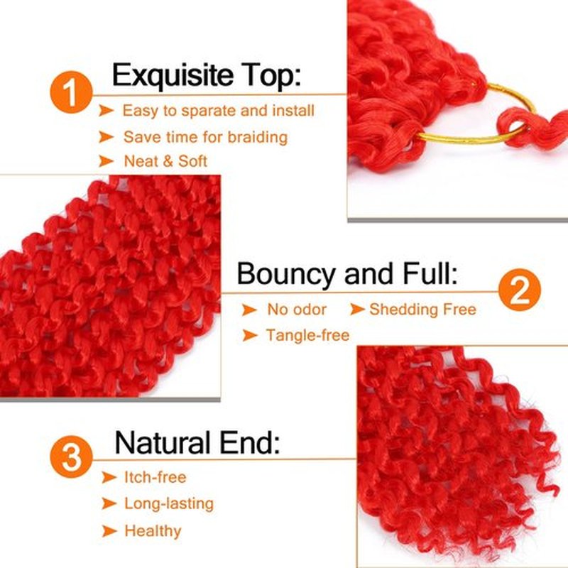 Passion Twist Hair 18 Inch 6 Packs Water Wave Crochet Hair for Passion Twists Long Bohemian Braiding Protective Style Hair Extensions, Tangle Free, No odor, Skin Friendly (18 Inch 6 Packs, Red#)