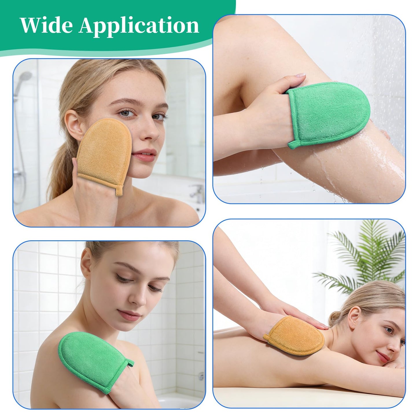 2 Pcs Exfoliating Facial Scrubber Mitt, Face Deep Exfoliating Cleaning Polishing Gloves Facial Cleansing Mitts Dead or Dry Skin Remover Face Cleaning Gloves for Men & Women (Green, Orange)