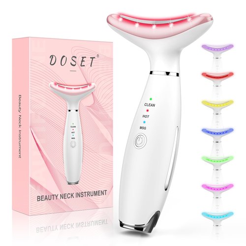Anti 𝖶rinkles Facial Massager Red-Light-Therapy-for-Face and Neck, Face 𝖲 culpting Tool with 7 Color, at-Home Face Tool for Skin Care (White)