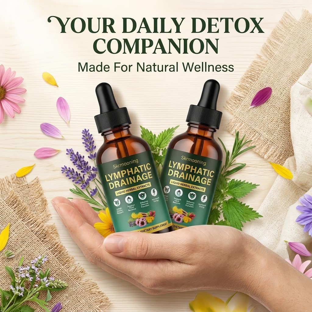 Lymphatic Drainage Drops - 2Pcs Organic Lymphatic Drainage Supplement, Supports overall fluid balance & daily wellness, Ease feelings of temporary bloating & Vitality, Enhances Clarity ,2 Fl oz