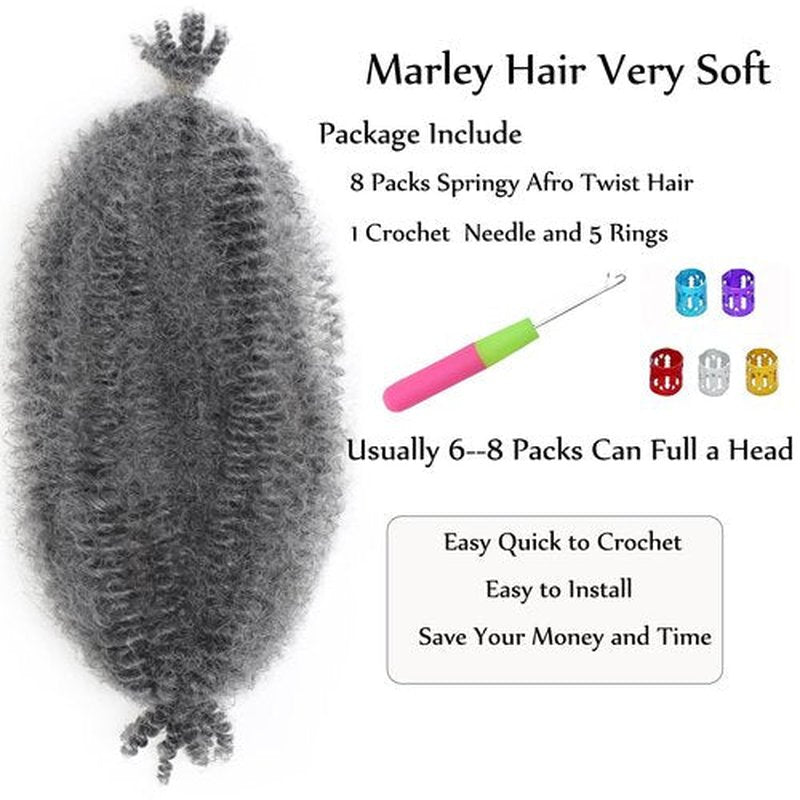 8 Inch Springy Afro Twist Hair Marley Twist Braiding Hair 3 Packs Kinky Twist Hair Short Marley Hair Wrapping Hair for Soft Locs Passion Hair Extensions…