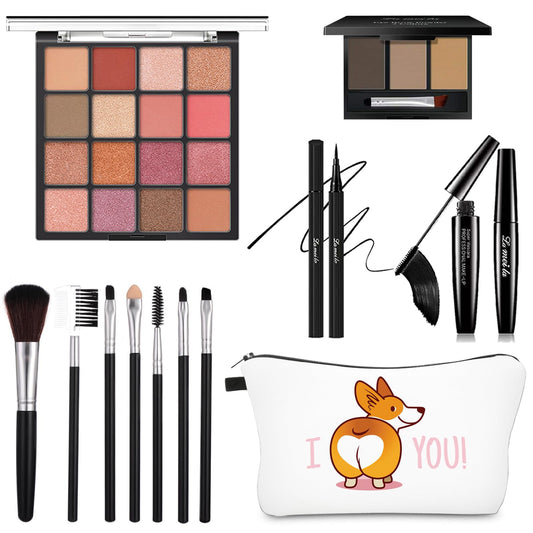 All in One Makeup Kit for Women Full Kit, Basic Cosmetics Kit for Beginner & Professionals, Eye Makeup Set Tween Girl, Make Up Kits for Teenagers, Makeup Gift Set for Girls, Women & Teens(16-Corgi)